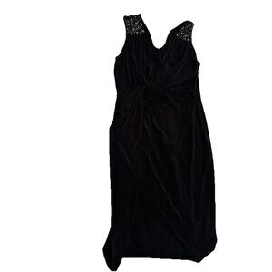 DAVID MEISTER Womens Size 8 Black Sheath Mesh Embroidered Classic Dress